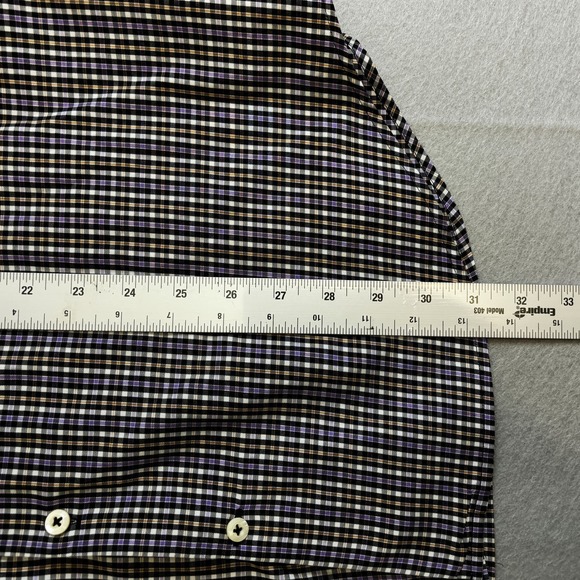 Peter Millar Shirt Mens Medium M Blue Plaid Button Down Long Sleeve 100% Cotton - Picture 6 of 8